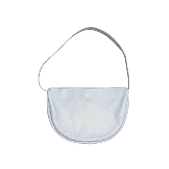 Zara Leather Half Moon Crossbody Bag Crescent Purse Limited Edition Pastel Blue - Picture 1 of 4